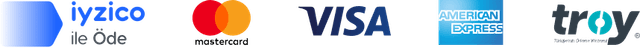 Visa, Mastercard, American Express, Troy — powered by iyzico